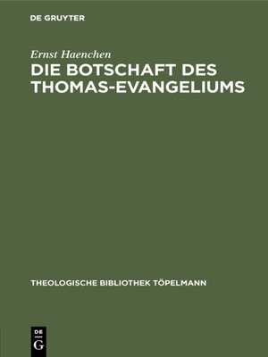 cover image of Die Botschaft des Thomas-Evangeliums